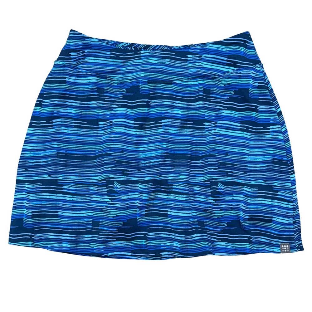 Title Nine Womens Blue Abstract Stripe Athletic Skort Size S Built In Shorts
